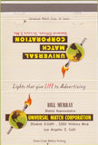 Matchbook Cover - Universal Match Bill Murray Los Angeles CA 40 Strike