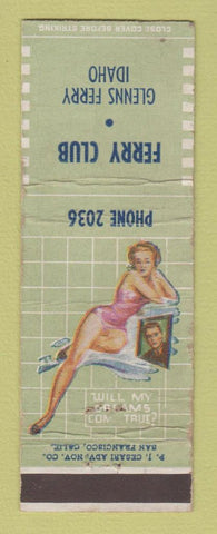 Matchbook Cover - Ferry Club Glenns Ferry ID pinup