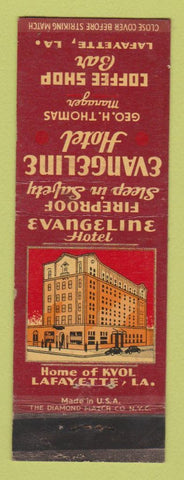 Matchbook Cover - Evangeline Hotel Lafayette LA WEAR