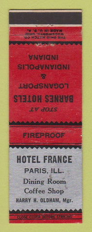 Matchbook Cover - Hotel France Paris IL Barnes Logansport Indianapolis IN