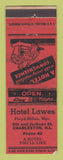 Matchbook Cover - Hotel Lawes Charleston IL WEAR