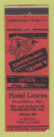 Matchbook Cover - Hotel Lawes Charleston IL WEAR
