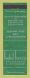 Matchbook Cover - Hotel Harris Kalamazoo MI