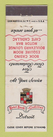 Matchbook Cover - Hotel Book Cadillac Detroit MI