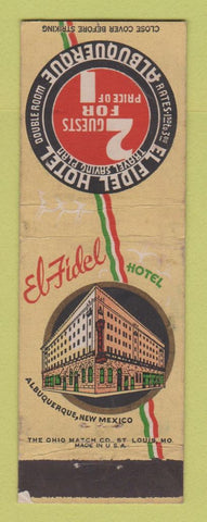 Matchbook Cover - El Fidel Hotel Albuquerque NM WEAR