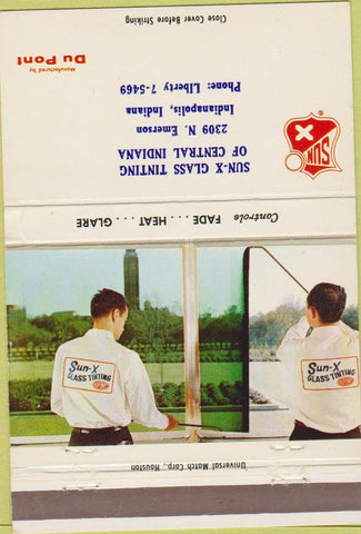Matchbook Cover - Sun-X Glass Tinting Indianapolis IN 40 Strike