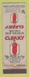 Matchbook Cover - Clark's Restaurant Boston MA WEAR