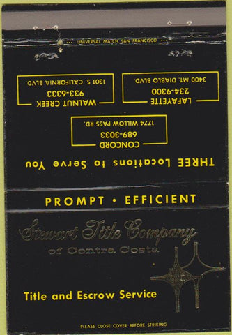 Matchbook Cover - Stewart Title house search Contra Costa CA 40 Strike