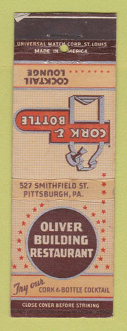 Matchbook Cover - Oliver Building Restaurant Pittsburgh PA WEAR