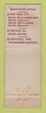 Matchbook Cover - Hotel Knickerbocker Atlantic City NJ Federal