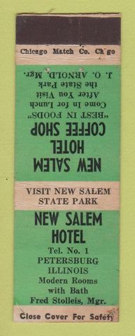 Matchbook Cover - New Salem Hotel Petersburg IL Low Phone #1