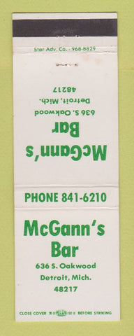 Matchbook Cover - McGann's Bar Detroit MI