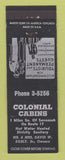 Matchbook Cover - Colonial Cabins Savannah GA