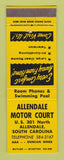 Matchbook Cover - Allendale Motor Court Motel SC