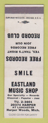 Matchbook Cover - Eastland Music Shop Harper Woods MI records lps