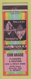 Matchbook Cover - Con Grace Plumbing Heating East Detroit MI