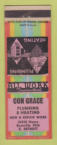 Matchbook Cover - Con Grace Plumbing Heating East Detroit MI
