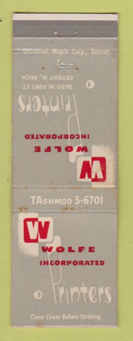 Matchbook Cover - Wolfe Inc Printers Detroit MI WEAR