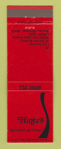 Matchbook Cover - Hintz's Restaurant Lounge Warren MI