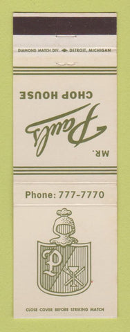 Matchbook Cover - Mr Pauls Chop House Roseville MI