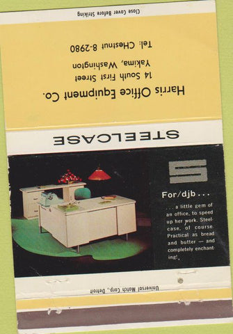 Matchbook Cover - Steelcase 60s Modern Furniture Yakima WA 40 Strike