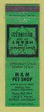Matchbook Cover - M&M Pet Shop Detroit MI