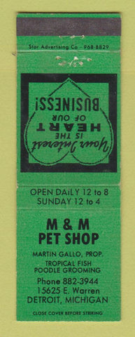 Matchbook Cover - M&M Pet Shop Detroit MI