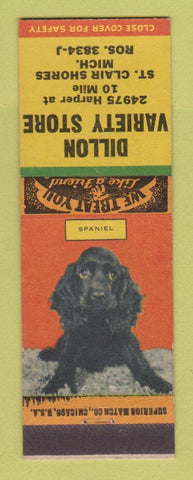 Matchbook Cover - Dillon Variety Store St Clair Shores MI Spaniel