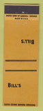 Matchbook Cover - Bill's Restaurant Berkely MI