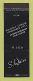 Matchbook Cover - S Quire Detroit MI restaurant