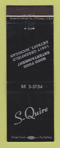 Matchbook Cover - S Quire Detroit MI restaurant