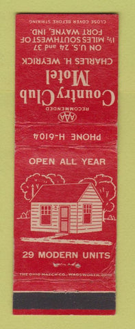 Matchbook Cover - Country Club Motel Fort Wayne IN WEAR
