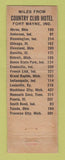 Matchbook Cover - Country Club Motel Fort Wayne IN WEAR