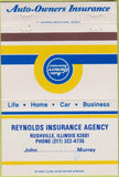 Matchbook Cover - Reynolds Insurance Agency Rushville IL 40 Strike
