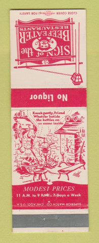 Matchbook Cover Sign of the Beefeater Restaurants Detroit Royal Oak Dearborn MI
