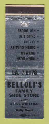Matchbook Cover - Belloli's Family Shoe Store Detroit?