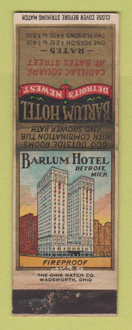 Matchbook Cover - Barlum Hotel Detroit MI WEAR