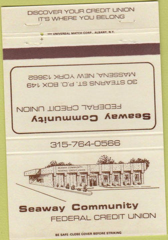 Matchbook Cover - Seaway Credit Union Massena NY 40 Strike