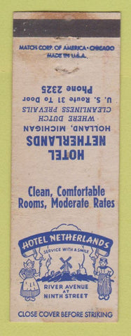 Matchbook Cover - Hotel Netherlands Holland MI