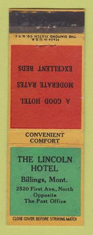 Matchbook Cover - Lincoln Hotel Billings MT