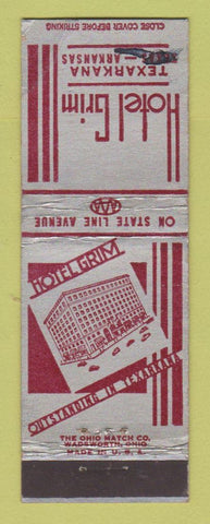 Matchbook Cover - Hotel Grim Texarkana AR TX WRITING