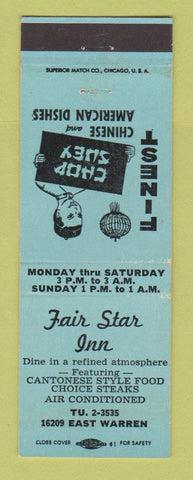 Matchbook Cover - Fair Star Inn Chinese Detroit? MI