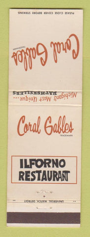 Matchbook Cover - Coral Gables Ilforno Restaurant East Lansing Kalamazoo MI