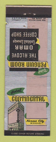 Matchbook Cover - Hotel Continental Kansas City MO WORN