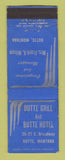 Matchbook Cover - Butte Grill Hotel Butte MT WEAR