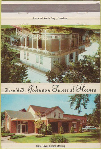 Matchbook Cover - Donald B Johnson Funeral Bedford Hudson OH 40 Strike