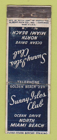 Matchbook Cover - Sunny Isles Club North Miami Beach FL WORN