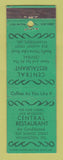 Matchbook Cover - Central Restaurant Wilmington DE