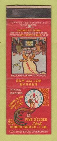Matchbook Cover - Five O Clock Club Miami Beach FL