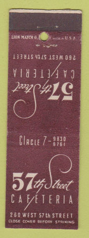 Matchbook Cover - 57th Street Cafeteria New York City